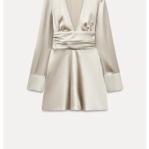 Elegant Cream Satin Mini Dress